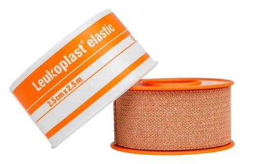 LEUKOPLAST ELASTIC / TAN / ZINC OXIDE TAPE / 2.5M / SINGLE ROLL