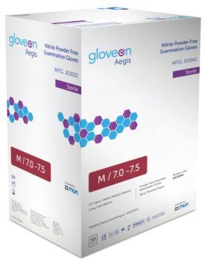 GLOVEON AEGIS STERILE NITRILE EXAM GLOVES POWDER FREE / LONG CUFF