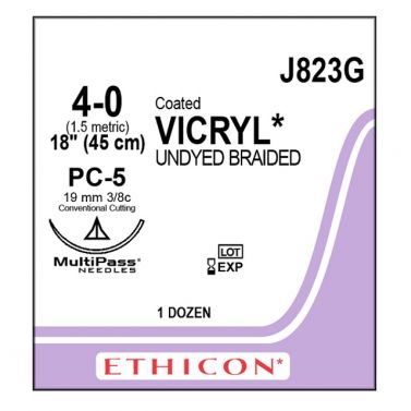 VICRYL 3/8 CIRCLE SUTURES / 4-0 / 19MM / 45CM / DS19 / BOX OF 12